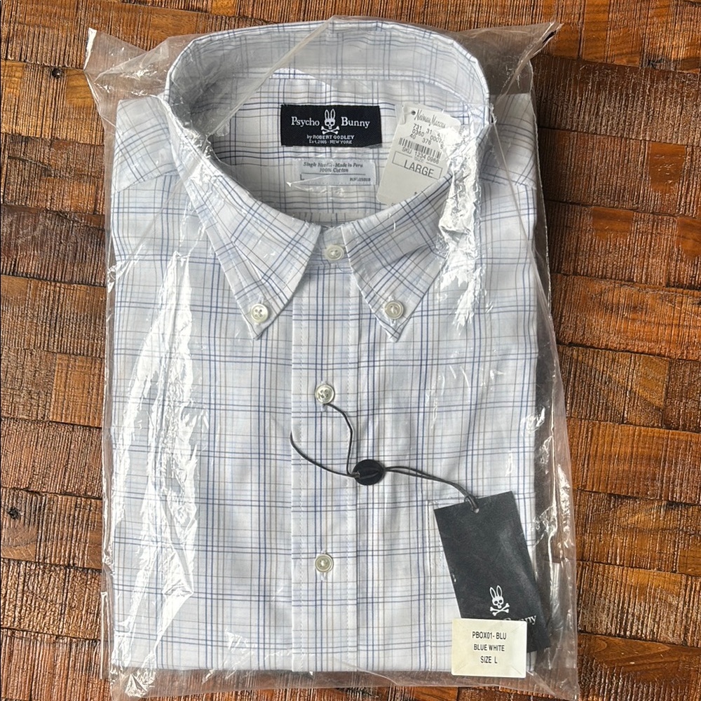 Psycho Bunny Men's Light Blue Checkered Shirt